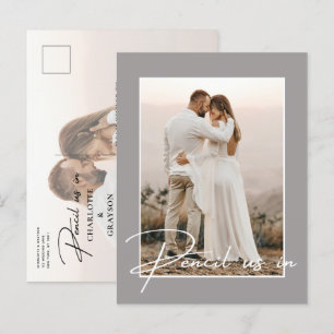 Potlood ons in Save The Date Photo Wedding Aankondigingskaart