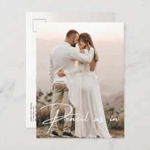 Potlood ons in Save The Date Photo Wedding Aankondigingskaart