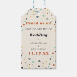 Potlood Ons In Save The Date Terrazzo Tegel Cadeaulabel