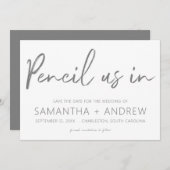 Potlood Ons In Save The Date Uitnodiging (Voorkant / Achterkant)