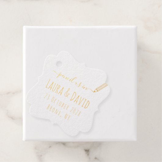 Potlood Ons In Save The Date Wedding Script Goud Bedankjes Labels (Met doos)