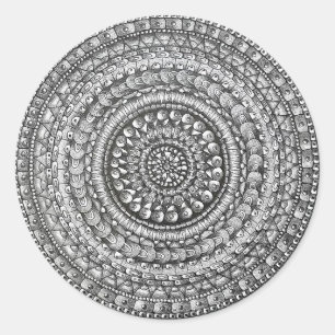 Potlood Origineel Kunst Mandala Ontwerp Ronde Sticker