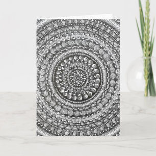 Potlood Originele Kunst Mandala Ontwerp Wenskaart Kaart