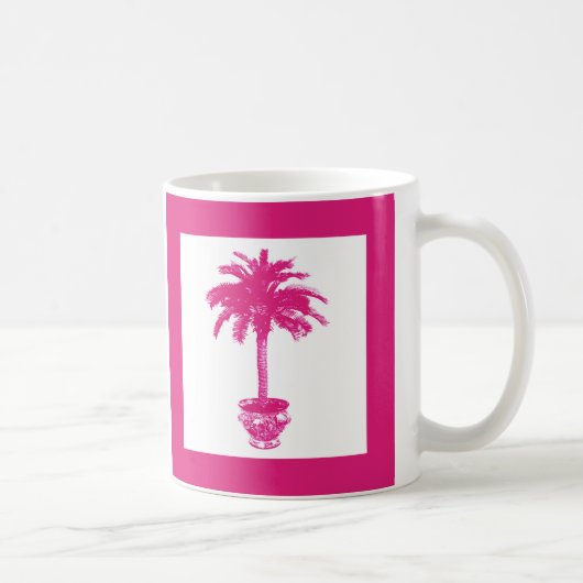 Potlood Palm Tree - fuchsia roze en wit Koffiemok (Rechts)