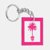 Potlood Palm Tree - fuchsia roze en wit Sleutelhanger (Voorkant Links)