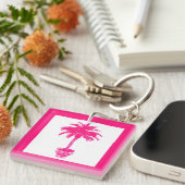 Potlood Palm Tree - fuchsia roze en wit Sleutelhanger (Voorkant Rechts)