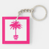 Potlood Palm Tree - fuchsia roze en wit Sleutelhanger (Achterkant)