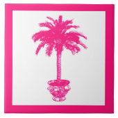 Potlood Palm Tree - fuchsia roze en wit Tegeltje (Voorkant)