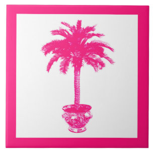 Potlood Palm Tree - fuchsia roze en wit Tegeltje