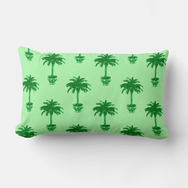 Potlood Palm Tree in Emerald and Light Green Kussen (Voorkant)