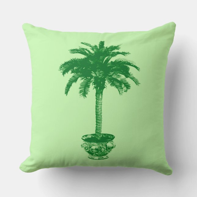 Potlood Palm Tree in Emerald and Light Green Kussen (Voorkant)