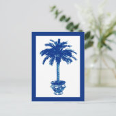 Potlood Palm Tree, Navy Blue en White Briefkaart (Staand voorkant)