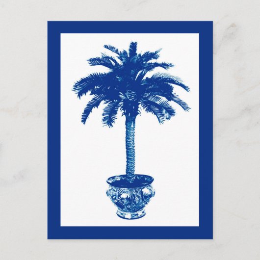 Potlood Palm Tree, Navy Blue en White Briefkaart (Voorkant)