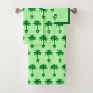 Potlood Palm Tree - smaragd en lichtgroen Bad Handdoek
