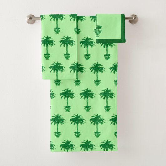 Potlood Palm Tree - smaragd en lichtgroen Bad Handdoek (Insitu)