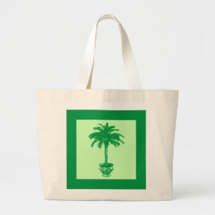Potlood Palm Tree - smaragd en lichtgroen Grote Tote Bag