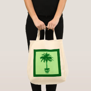 Potlood Palm Tree - smaragd en lichtgroen Tote Bag