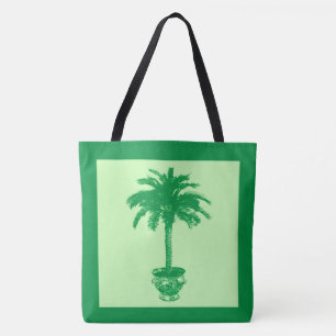 Potlood Palm Tree - smaragd en lichtgroen Tote Bag