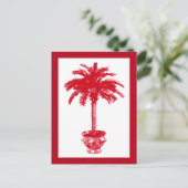 Potlood palmboom, diep rood en wit Briefkaart (Staand voorkant)