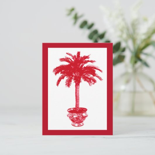 Potlood palmboom, diep rood en wit Briefkaart (Staand voorkant)