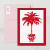 Potlood palmboom, diep rood en wit Briefkaart (Voorkant / Achterkant)