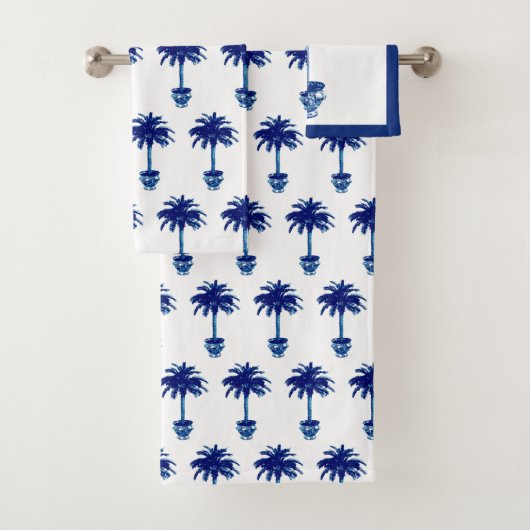 Potlood palmboom - kobalt blauw en wit bad handdoek (Insitu)