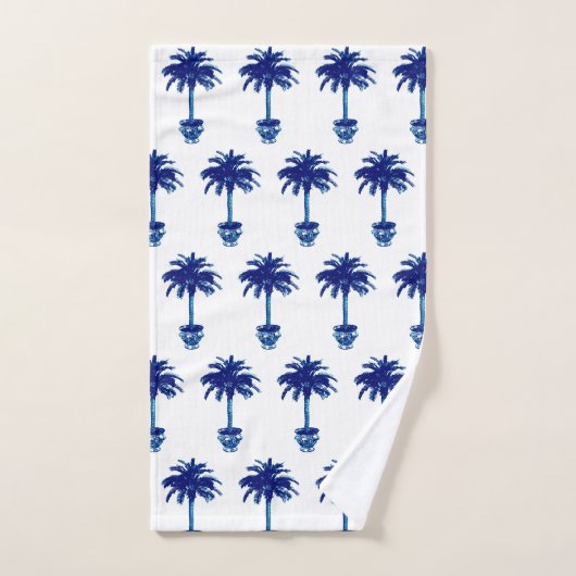 Potlood palmboom - kobalt blauw en wit bad handdoek (Handdoek)