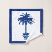 Potlood palmboom - kobalt blauw en wit bad handdoek (Wasdoekje)