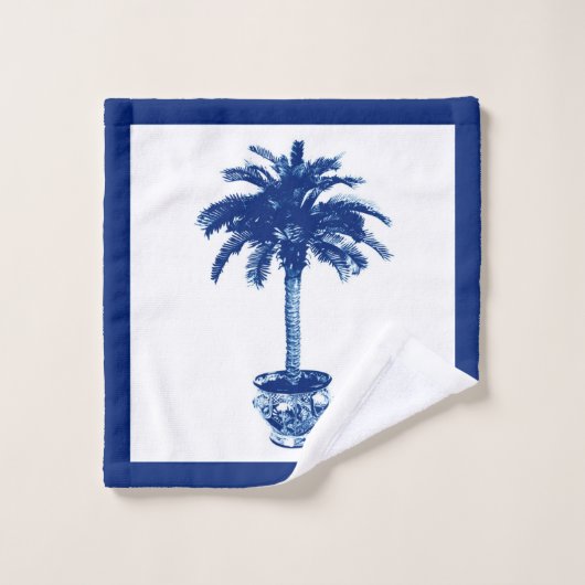 Potlood palmboom - kobalt blauw en wit bad handdoek (Wasdoekje)