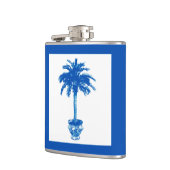 Potlood palmboom - kobalt blauw en wit heupfles (Links)