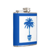 Potlood palmboom - kobalt blauw en wit heupfles (Rechts)