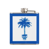 Potlood palmboom - kobalt blauw en wit heupfles (Achterkant)