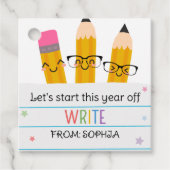 Potlood papier terug naar het schoolplein bedankjes labels (Voorkant)