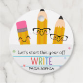 Potlood papier Terug naar school Ronde Bedankjes Labels (Voorkant)