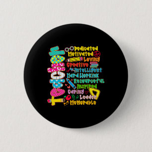 Potlood Parate Leraar Toegewijd Gemotiveerd Terug Ronde Button 5,7 Cm