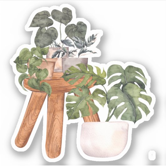 Potlood Plant - Green Home Sticker (Voorkant)