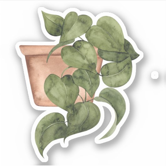 Potlood Plant - Green Home Sticker (Voorkant)