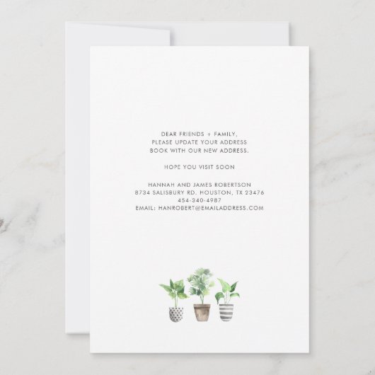 Potlood Planten Boho Script Botanical Moving Aankondiging (Achterkant)