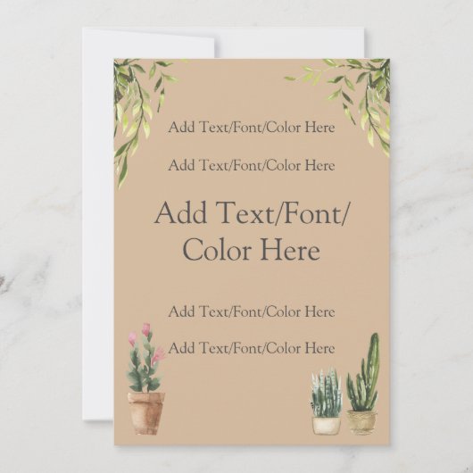 Potlood Planten Boho Wedding Invitation Kaart (Voorkant)