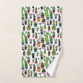 Potlood Planten Cactus Succulent Cute Pattern Bad Handdoek (Handdoek)