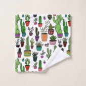 Potlood Planten Cactus Succulent Cute Pattern Bad Handdoek (Wasdoekje)