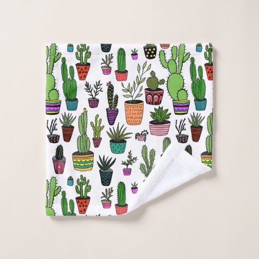 Potlood Planten Cactus Succulent Cute Pattern Bad Handdoek (Wasdoekje)