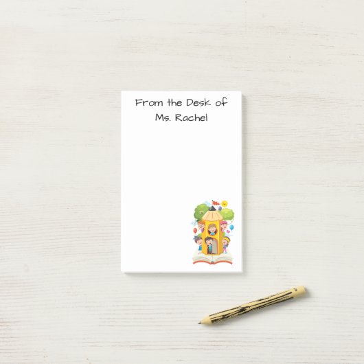 Potlood Play School Desk of Post-it Notes (Op bureau)