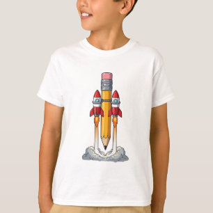 Potlood Raket Kinderen Opstijgen T-shirt
