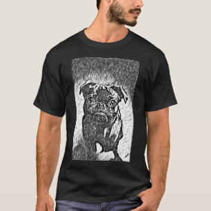 Potlood Realistisch Portret Puppy Pug Levenskunst T-shirt