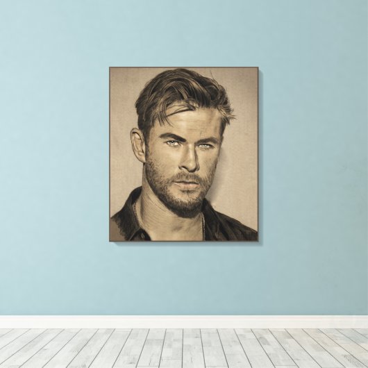 Potlood schets tekening canvas afdruk (Insitu (Houten vloer))