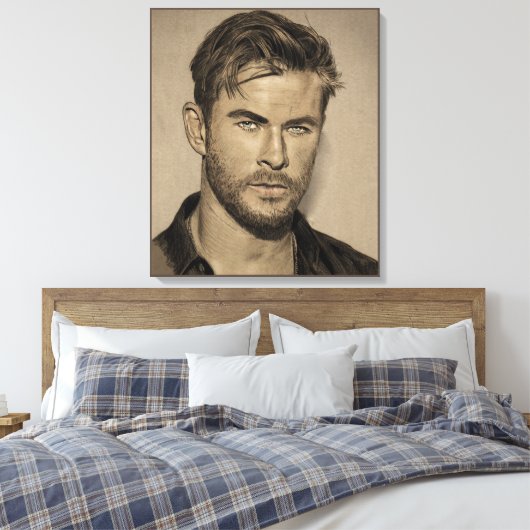 Potlood schets tekening canvas afdruk (Insitu (Slaapkamer))