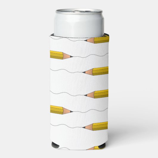 Potlood scrabble op wit seltzer blikjeskoeler (Seltzer Voorkant)