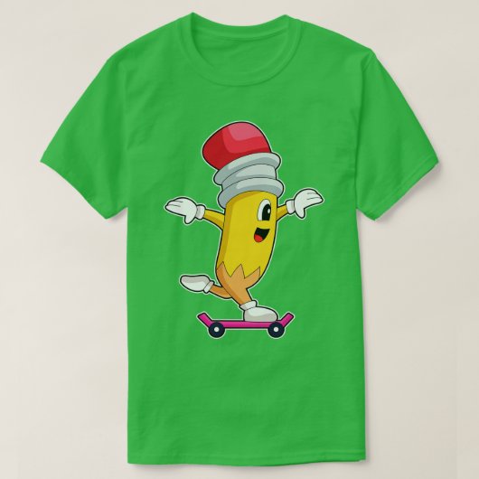 Potlood Skateboard T-shirt (Design voorkant)