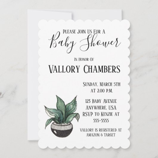 Potlood Succulent Cactus Baby shower Invitation Kaart (Voorkant)